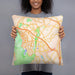 Person holding 18x18 Custom Aliso Viejo California Map Throw Pillow in Watercolor