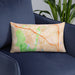 Custom Aliso Viejo California Map Throw Pillow in Watercolor on Blue Colored Chair