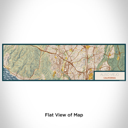 Flat View of Map Custom Aliso Viejo California Map Enamel Mug in Woodblock
