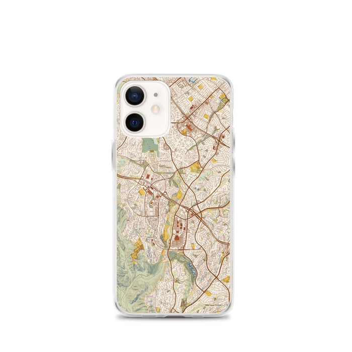 Custom iPhone 12 mini Aliso Viejo California Map Phone Case in Woodblock