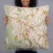 Person holding 22x22 Custom Aliso Viejo California Map Throw Pillow in Woodblock