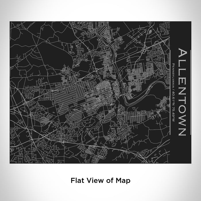 Rendered View of Allentown Pennsylvania Map Engraving on 20oz Stainless Steel Insulated Bottle with Bamboo Top in Black