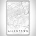 Allentown Pennsylvania Map Print Portrait Orientation in Classic Style With Shaded Background