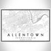 Allentown Pennsylvania Map Print Landscape Orientation in Classic Style With Shaded Background
