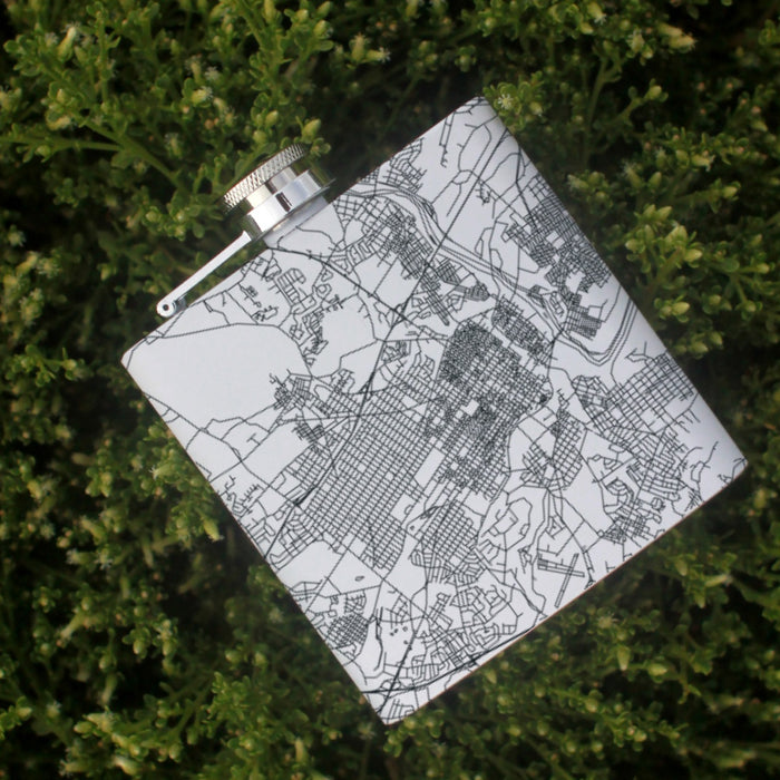 Allentown Pennsylvania Custom Engraved City Map Inscription Coordinates on 6oz Stainless Steel Flask in White