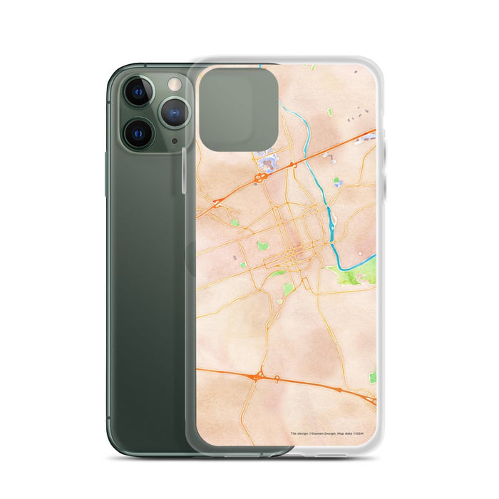 Custom Allentown Pennsylvania Map Phone Case in Watercolor on Table with Laptop and Plant