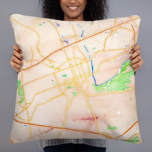 Person holding 22x22 Custom Allentown Pennsylvania Map Throw Pillow in Watercolor
