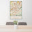 24x36 Allentown Pennsylvania Map Print Portrait Orientation in Woodblock Style Behind 2 Chairs Table and Potted Plant