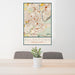 24x36 Allentown Pennsylvania Map Print Portrait Orientation in Woodblock Style Behind 2 Chairs Table and Potted Plant