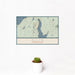 12x18 Allyn Washington Map Print Landscape Orientation in Woodblock Style With Small Cactus Plant in White Planter