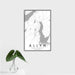 16x24 Allyn Washington Map Print Portrait Orientation in Classic Style With Tropical Plant Leaves in Water