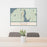 24x36 Allyn Washington Map Print Lanscape Orientation in Woodblock Style Behind 2 Chairs Table and Potted Plant