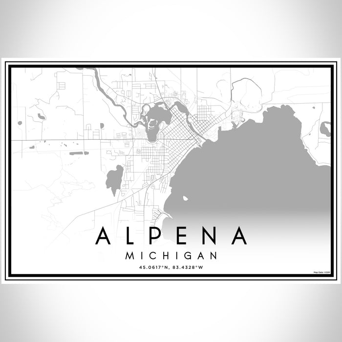 Alpena Michigan Map Print Landscape Orientation in Classic Style With Shaded Background