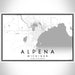 Alpena Michigan Map Print Landscape Orientation in Classic Style With Shaded Background