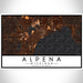 Alpena Michigan Map Print Landscape Orientation in Ember Style With Shaded Background