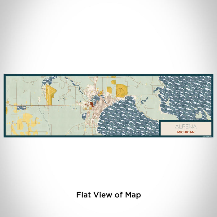 Flat View of Map Custom Alpena Michigan Map Enamel Mug in Woodblock