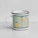 Left View Custom Alpena Michigan Map Enamel Mug in Woodblock
