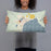 Person holding 20x12 Custom Alpena Michigan Map Throw Pillow in Woodblock
