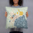 Person holding 18x18 Custom Alpena Michigan Map Throw Pillow in Woodblock