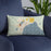 Custom Alpena Michigan Map Throw Pillow in Woodblock on Blue Colored Chair