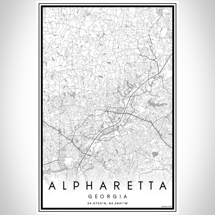 Alpharetta Georgia Map Print Portrait Orientation in Classic Style With Shaded Background