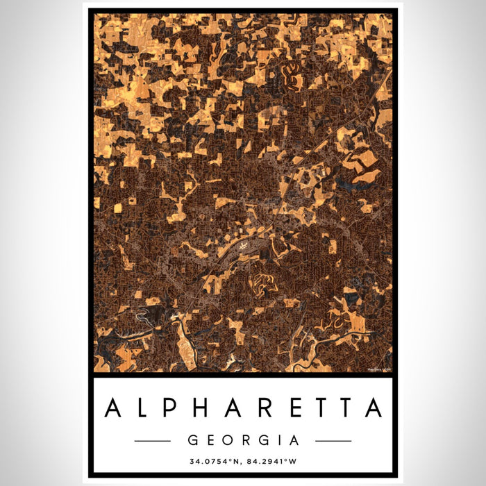 Alpharetta Georgia Map Print Portrait Orientation in Ember Style With Shaded Background