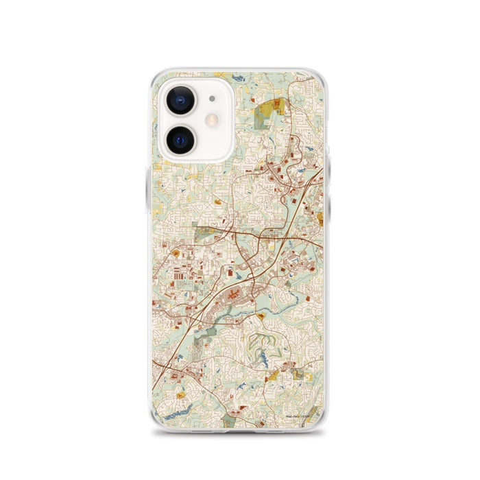 Custom Alpharetta Georgia Map iPhone 12 Phone Case in Woodblock