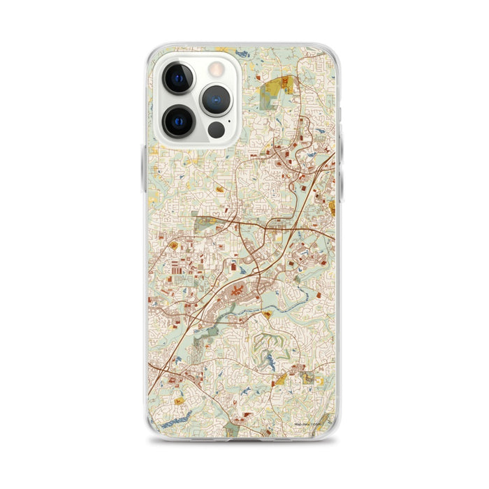 Custom Alpharetta Georgia Map iPhone 12 Pro Max Phone Case in Woodblock