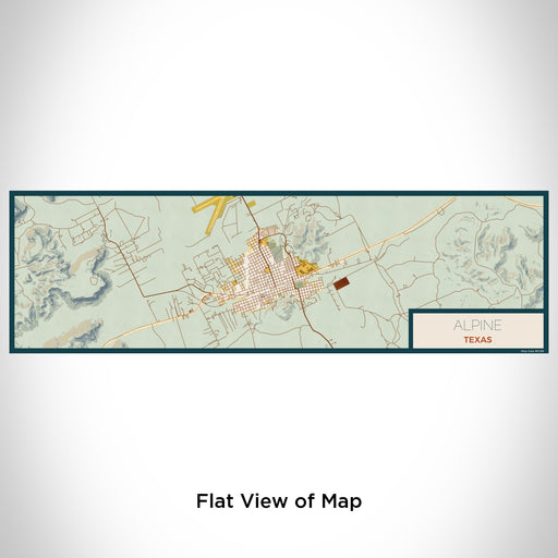 Flat View of Map Custom Alpine Texas Map Enamel Mug in Woodblock