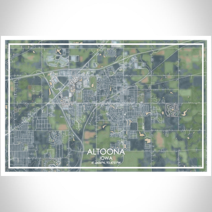 Altoona Iowa Map Print Landscape Orientation in Afternoon Style With Shaded Background