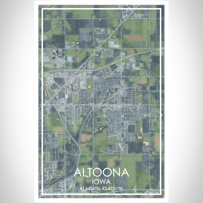 Altoona Iowa Map Print Portrait Orientation in Afternoon Style With Shaded Background