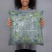 Person holding 18x18 Custom Altoona Iowa Map Throw Pillow in Afternoon