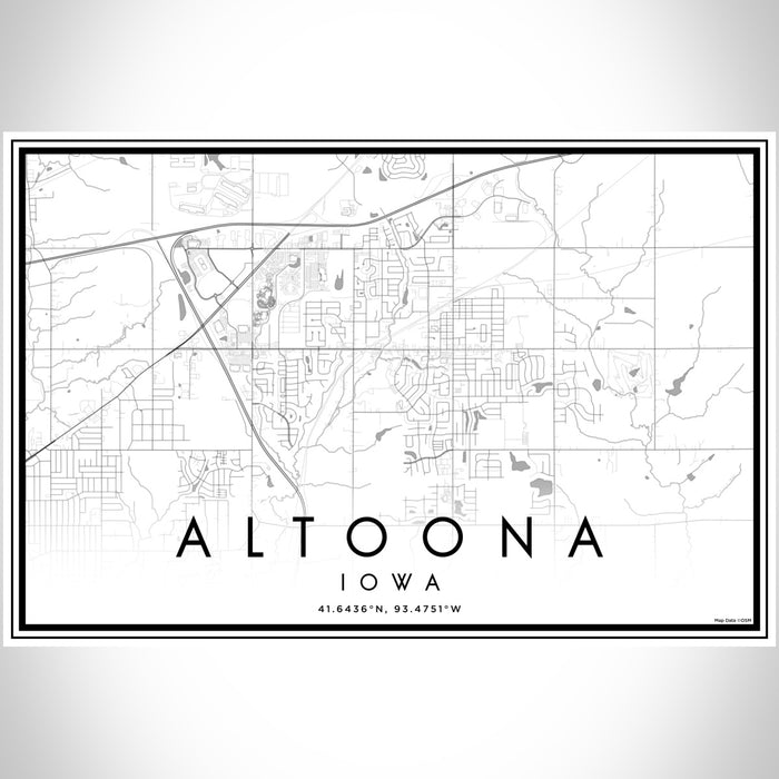 Altoona Iowa Map Print Landscape Orientation in Classic Style With Shaded Background