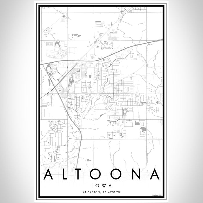 Altoona Iowa Map Print Portrait Orientation in Classic Style With Shaded Background