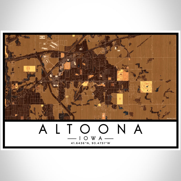 Altoona Iowa Map Print Landscape Orientation in Ember Style With Shaded Background