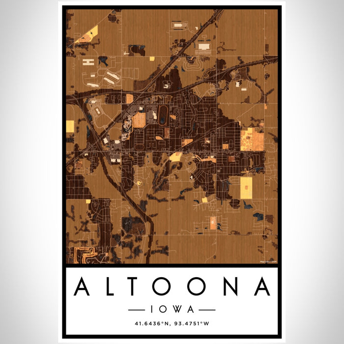 Altoona Iowa Map Print Portrait Orientation in Ember Style With Shaded Background