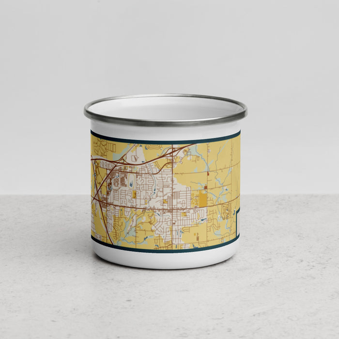 Front View Custom Altoona Iowa Map Enamel Mug in Woodblock