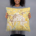 Person holding 18x18 Custom Altoona Iowa Map Throw Pillow in Woodblock
