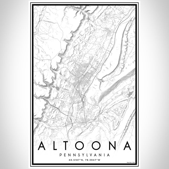 Altoona Pennsylvania Map Print Portrait Orientation in Classic Style With Shaded Background
