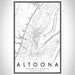 Altoona Pennsylvania Map Print Portrait Orientation in Classic Style With Shaded Background