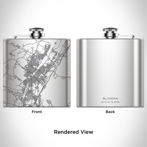 Rendered View of Altoona Pennsylvania Map Engraving on 6oz Stainless Steel Flask