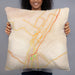 Person holding 22x22 Custom Altoona Pennsylvania Map Throw Pillow in Watercolor