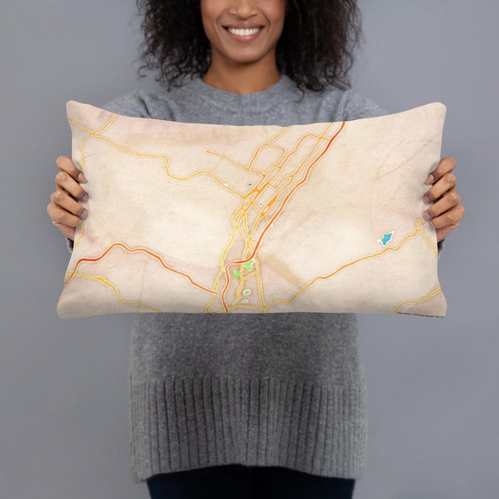 Person holding 20x12 Custom Altoona Pennsylvania Map Throw Pillow in Watercolor