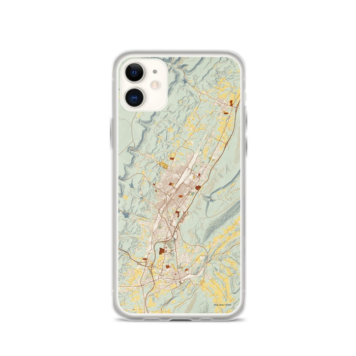 Custom iPhone 11 Altoona Pennsylvania Map Phone Case in Woodblock