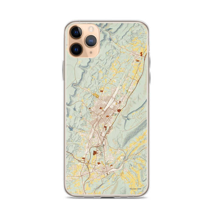 Custom iPhone 11 Pro Max Altoona Pennsylvania Map Phone Case in Woodblock