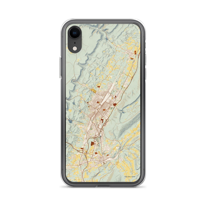 Custom iPhone XR Altoona Pennsylvania Map Phone Case in Woodblock