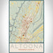 Altoona Pennsylvania Map Print Portrait Orientation in Woodblock Style With Shaded Background
