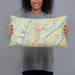 Person holding 20x12 Custom Altoona Pennsylvania Map Throw Pillow in Woodblock