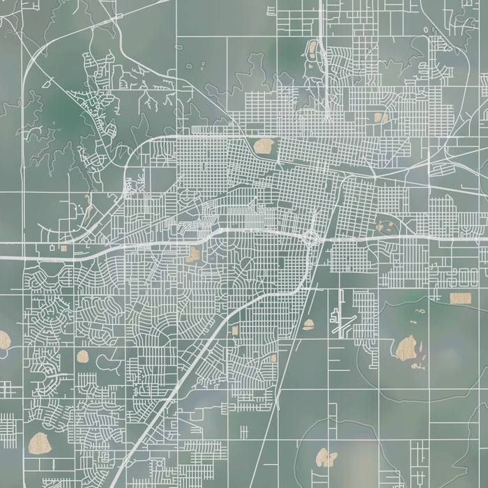 Amarillo Texas Map Print in Afternoon Style Zoomed In Close Up Showing Details