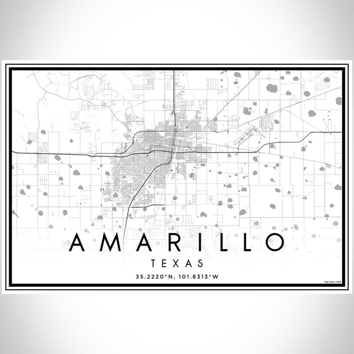 Amarillo Texas Map Print Landscape Orientation in Classic Style With Shaded Background